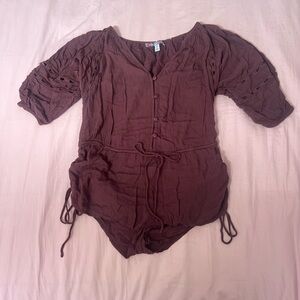 Urban Outfitters Boho Brown Button-Up Romper
